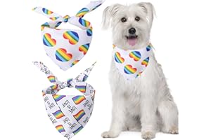 HACRAHO Pride Day Lot de 2 bandanas arc-en-ciel pour chien Inscription Love is Love Dog Triangle Foulards pour la fête de la fierté