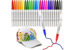 ‎ELEKIN Elekin 24 Farben Textilstifte Waschmaschinenfest, Textilmarker Stoffmalstifte Waschfest Stofffarbe, Permanent Stoffmalfarben Stifte für DIY T-Shirt Kleidung Schuhe Taschen