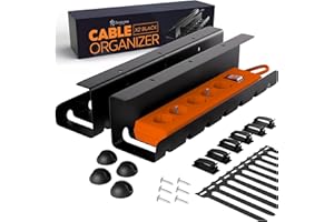 Zenacasa Organizzatore Cavi Scrivania (Set da 2) in Acciaio Nero - Montaggio Rapido e Facile - Nascondi Cavi Scrivania Resistente e Pratico - Fino a 5 kg