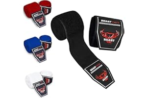 BEAST RAGE Boxing Hand Wraps 2.5/4.5 Meter Martial Arts Bandages Inner Gloves Wrist Support Straps Punching Under Hand Knuckles Heavy Elasticated Training Bag Mitts Muay Thai