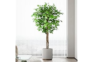 ‎KEEPLUSH Keeplush Kunstpflanze Ficusbaum 150cm, Künstliche Pflanzen groß wie echt mit Stamm aus Naturholz, Kunstbaum groß für Wohnzimmer, Schlafzimmer, Büro, Garten