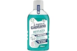 Pasta del Capitano, Collutorio Antiplacca, Collutorio Quotidiano Senza Alcool, Esercita un'Efficace Azione Antiplacca, Con Antibatterico, 100% Made in Italy, Flacone da 400 ml