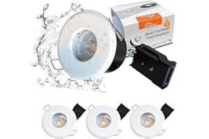 Sweier Fire Rated LED Downlights Dimmable 5W 3000K Warm White IP65 Recessed Ceiling Spotlights for 70mm Hole, 220V-240V, Pack of 4