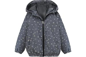 JOYSON Girls Rain Lightweight Jacket Waterproof hooded Windbreaker Jacket for Kids Outdoor Softshell Raincoat with Mesh Lining