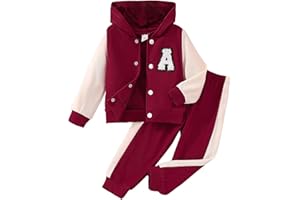 FEESHOW Ensemble Vêtement De Sport Fitness Bébé Enfant Garçon Manche Longue Blouson De Baseball Veste T-shirt De Sport Jogging Décontracté Pantalon Elastique