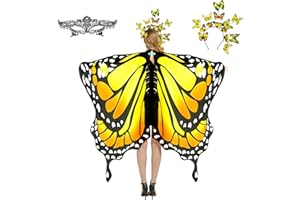 plainshe Schmetterlingsflügel, Feenflügel für Erwachsene, Schmetterlingskostüm lila, Halloween Kostüme für Frauen, 3PCS Schmetterlingsumhang Set