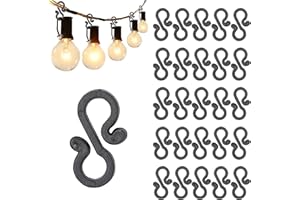 XDGBGFN 60 Pcs Black Gutter Hooks, Gutter Hooks for Outdoor Lights,Plastic S Gutter Light Hook Clips for Hanging Christmas Tree Decorative, Outside Garden String Lights (60)