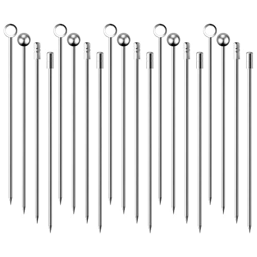 Edelstahl-Cocktailpicks, 20 Stück, wiederverwendbar