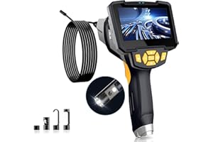 Amailtom 1080P Camera Endoscopique,HD Endoscope Industriel Double Lentille Caméra d'inspection,Endoscope Canalisation IP67 étanche avec 4,3 Pouces écran IPS,6 Lumières LED et 5m Câble Semi-Rigide