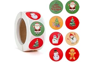 LUCHILD Adesivi Natalizi Etichette 250 pezzi, Etichette Adesive Natale per decorazioni, Adesivi per Etichette Natalizie per la creazione di biglietti di auguri natalizi, 6 modelli