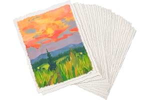 XREE Papel Hecho a Mano 300GSM, 20,3 x 15,2 cm Algodon Texturizado para Acuarela, Cuadros, Invitaciones, Cartas, Manualidades (25 Hojas)