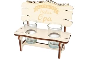 WORTGEFECHTE XL Echtholz Schnapsbank mit Gravur Lieber Opa|Holzbank mit 2 Schnapsgläsern|Vatertagsgeschenk|Trinkspruch|Schnapsbrett|Geschenke Paare|Schnaps Geschenk für Papa|Geburtstag|Jubiläum (Opa)