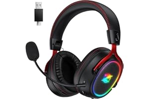 Ozeino Wireless Gaming Headset, 2.4 GHz Lossless Connection, 7.1 Surround Sound, Bluetooth Gaming Headphones with Detachable ENC Noise Canceling Mic, 45-Hour Battery for Ps5, Ps4, PC, Laptop, Switch