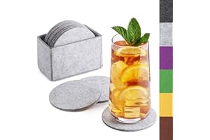 ‎SIDORENKO Sidorenko Filz Untersetzer rund für Gläser - 10er Set Ink. Box - Design Glasuntersetzer in hellgrau für Getränke, Tassen, Bar, Glas - Premium Tischuntersetzer Filzuntersetzer