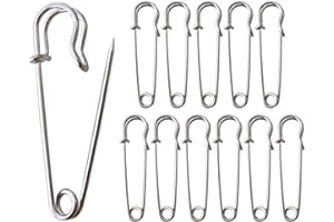 Redamancy Grandes Épingles à Nourrice, 12 Pcs Grosse Épingle de Sûreté, 63 mm Épingles à Nourrice Extra Larges, Épingles de Kilt, Épingles de Sûreté pour Kilt, Couverture, Tricot, Travaux Manuels