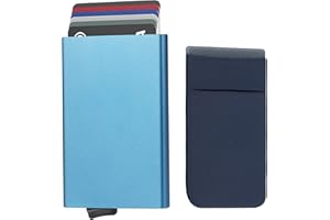 Eucomir Porte Cartes de Crédit avec RFID Blocage et Carte Sac - Portefeuille Homme Minimaliste avec Coffret Cadeau pour Cartes Bancaires, Carte d'Identité Cadeau et de Fête des Pères(Bleu Marine)