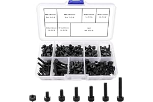 Lyeteung 90 Juegos 6 Tamaños M4 Kit de Tornillos y Tuercas de Nailon, Tornillos de Cabeza Hueca Hhexagonal de Nailon, Tuercas Hexagonales Plástico, Negro