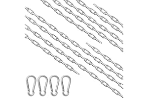 QIQN Kette 304 Edelstahl Metall Ketten 2Meter Ø3mm Rundstahlkette mit Karabiner für Schaukeln Hängesessel Sandsäcke Blumentöpfe Vogelkäfig Schatten Segel Zaun Haustier Hundekette Billboard Ornaments DIY