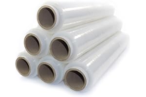 ‎NETUNO Netuno 6x transparente Stretchfolie 23my 500 mm 1,5 kg transparente Folie Polyethylen Folie Cast-Film transparent Plastikfolie Einpackfolie Umzugsfolie Verpackungsfolie Hand-Folie durchsichtig