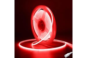 Fosingut Striscia LED COB 5 metri DC12V, 480LED/M Strisce LED Camera Adesive Flessibile,CRI90+ Rosso 4mm Alta Luminosità Luce Plafoniera Sottopensile Cucina per Feste,Scale,Armadio,Casa DIY Decor