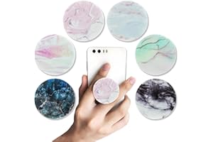 EDDRFY 6 soportes de teléfono retráctiles plegables, Pop Socket de diseño de mármol, rotación multiángulo, compatible con smartphones y tabletas, ideal para vídeo en línea y uso manos libres