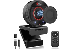 Angetube Webcam 2K@60FPS avec Suivi AI, caméra PC avec Microphones stéréo, télécommande, Zoom numérique 8X, Couverture magnétique pour la caméra, autofocus TOF, USB3.0 pour Streaming, pour Zoom