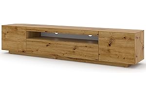 BIM FURNITURE Aura Armario bajo de TV de 200 cm, colgante o de pie, armario universal para TV, aparador armario colgante para equipo de audio HiFi (roble Artisan sin led)