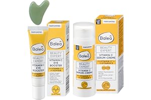 BALEA PROFESSIONAL Balea 2er-Set – Beauty Expert Vitamin C Serum-Creme LSF 30 (50 ml) + Beauty Expert Vitamin C Eye Booster Augencreme (15 ml) + Bonus Gua Sha Gesichtsmassager