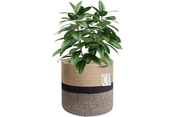 NATTHSWE Pot de Fleurs de avec Doublure, Panier à Plantes d'intérieur en Tissu pour Pots à Fleurs de 28cm Corde de Coton Jute Pot à Plantes Décoration de la Maison