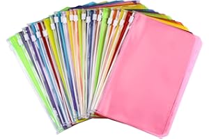 ALLBESTS 24Pcs A5 Binder Pockets 6 Holes Zipper Binder Pouch for Cash,ID Card,Credit Card, 8 Colors