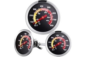 Frienda 3 Paquetes Termómetro de Parrilla de Barbacoa Termómetro de Parrilla de Carbón Temperatura del Fumador de Madera Indicador de Calor del Medidor para Cordero Carne de Res Carne Cocina