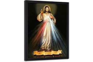 Feeby Imagen en Marco Negro Jesús Impresión Arte Misericordia Multi 60x90 cm