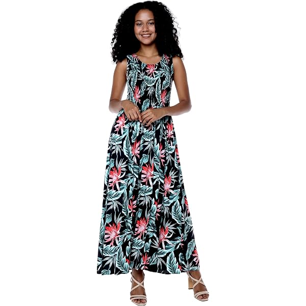 BUENOS NINOS Women's Boho Floral Maxi Dress - V-Neck, Adjustable Spaghetti Straps, With Pockets, XX-Large