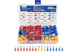 flintronic Zestaw końcówek kablowych, 350 sztuk końcówek kablowych, asortyment wtyczek płaskich 0,5-6,0mm², elektryczne wtyki płaskie, końcówki kablowe wtyki płaskie, zestaw zaciskowych złącz KFZ z
