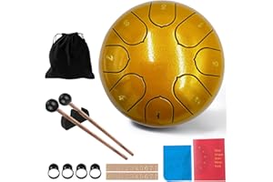 Taechalingo, tamburo a lingua da 6 pollici, 8 toni, piccolo tamburo a lingua in acciaio con libro di canzoni, bacchette e sacchetto di stoffa, per meditazione yoga e guarigione del suono