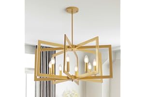 HVKVHVY Vintage Lampadari Plafoniera, E14 Geometrica Farmhouse Lampada A Sospensione 8 Luce Industriale Metallo Plafoniera Luci Soggiorno Per Cucina Isola Ingresso Sala Da Pranzo (Oro)
