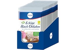 Küchle Bio Backoblaten eckig 100 x 145mm im 12er Vorratspack | Vegan | Eckig | Zum Backen von z.B. Gebäck, Lebkuchen | Auch für Obstkuchen geeignet | Innen zart, außen knusprig | 12 x 40g