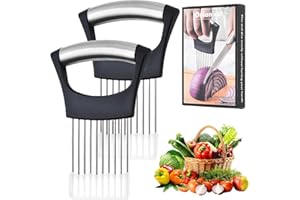 Ptyism 2 Pezzo Taglia Cipolle(Con Coperchio di Protezione) Forchetta per Cipolla丨Cipolla Titolare,Taglia Cipolla Manuale per Affettare Carne, Cipolla, Patate, Pomodori, Utensili da Cucina per La Casa