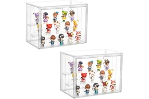 PANOONA 2Pcs Vetrina Espositiva trasparente contenitore per oggetti da collezione, action figure in miniatura, protezione antipolvere e organizzazione (27.5x21x18cm)