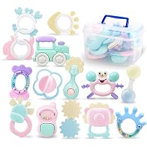 Baby Teether Toy Rattle for Baby Toys 0-12 Months Plus with ...