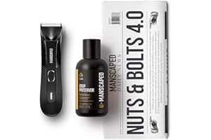 ‎MANSCAPED REFINING THE GENTLEMAN MANSCAPED™ Nuts & Bolts 4.0, Pflegekit für Männer, enthält The Lawn Mower™ 4.0 ergonomischer, leistungsstarker, wasserdichter Trimmer und Intim-Deo-Lotion Crop Preserver™ und Einweg-Rasierunterlagen