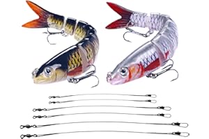 KSVFTB Fishing Lures, Pike Fishing Lures for Freshwater and Sea Water, 2 Pcs Multi Jointed Swimbaits with 6 Steel Wire Leaders, Slow Sinking Bionic for Bass, Trout, Pike, 13.4cm/18g