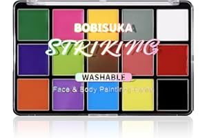 BOBISUKA Pittura per Viso 15 Colori Lavabile, Sicuro Body Painting Colori per Trucco Halloween, Mardi Gras, Baby Belly Paint, Trucco da Party