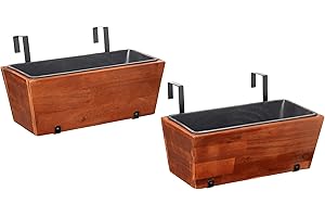 Amazon Aware jardinera rectangular colgante de madera de 46 cm, marrón, Paquete de 2