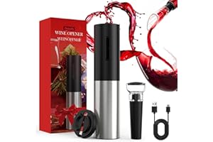 Assark Korkenzieher Wein, Elektrisch Weinöffner Set, Wiederaufladbar, Kabellos, Weinflaschenöffner Mit Folienschneider, Weinausgießer und Staubsauger, Wiederverwendbarer Weinöffner mit Einem Klick
