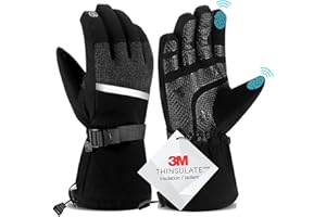 LERWAY Guanti da Sci Caldi Invernali, Antivento Antiscivolo caldi Guanti per Uomini Donne Multifunzione Guanti da neve touchscreen per Snowboard, Escursionismo,Campeggio, Alpinismo Nero