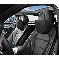 POKSRI Car Neck Pillow for headrests, Superfiber Suede Support Head Pillows,Plant-Based Polyester,11.8x7.5 refillable&Multiple&Adjustable Drive Vehicle Cushion Seats(Black Color,Neck Pillow 2pcs)
