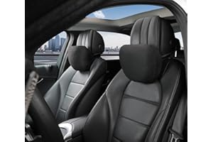 POKSRI Car Neck Pillow for headrests, Superfiber Suede Support Head Pillows,Plant-Based Polyester,11.8x7.5 refillable&Multiple&Adjustable Drive Vehicle Cushion Seats(Black Color,Neck Pillow 2pcs)