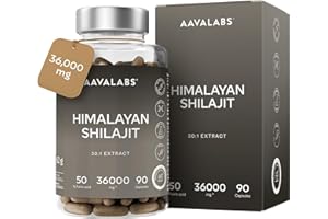 AAVALABS Shilajit Himalayano Puro Capsule 36000mg Estratto 30:1 Standardizzato 50% Acido Fulvico - Mumijo Shilajit Puro Alta Qualità - Pure Shilajit Integratore Energia Fisica e Mentale, Immunità - 90 Capsule