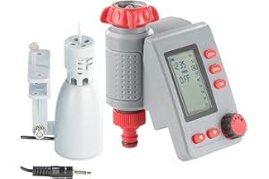 Royal Gardineer Bewässerungssystem Rasen: Digitaler Bewässerungscomputer mit Magnet-Ventil und Regensensor (Gartenbewässerung-Computer, Bewässerungssystem automatisch, Gartenschlauch)